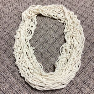 Handmade Infinity Knit Scarf Creamy White with Gold * NEW